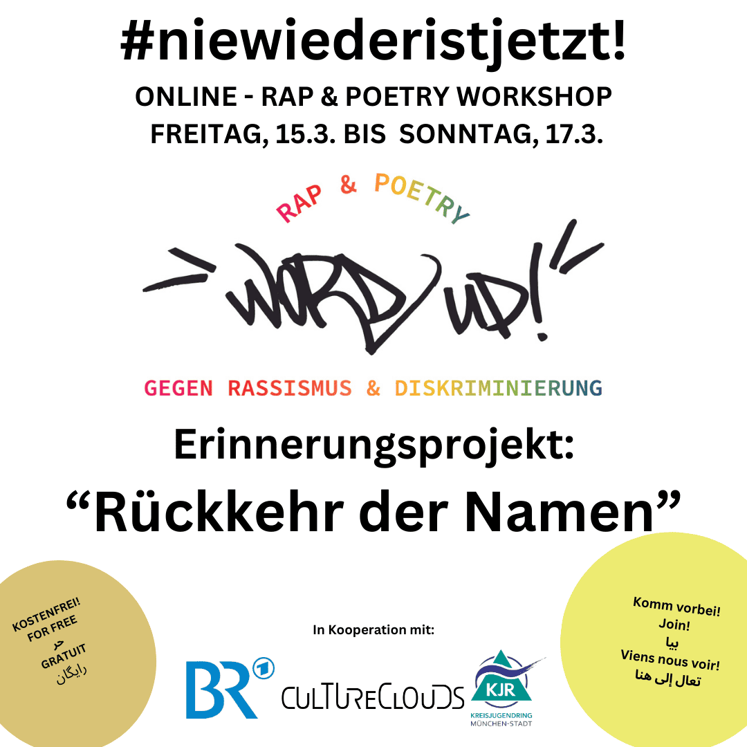 SAVE THE DATE: "WORD UP!" Rap und Poetry Online-Workshopwochenende - "Rückkehr der Namen"