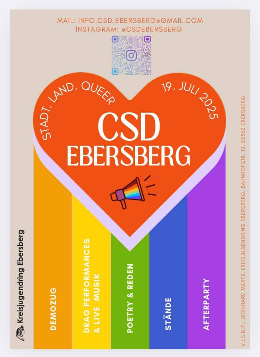 CSD Ebersberg (Nr. 2) am Samstag, den 19.07.2025 ab 14:00 Uhr am Marienplatz Ebersberg